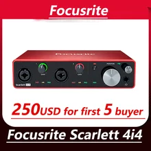 Focusrite scarlett 4i4(3rd gen) 4 entrada 4 saída interface de áudio usb placa de som para microfone guitarra baixo