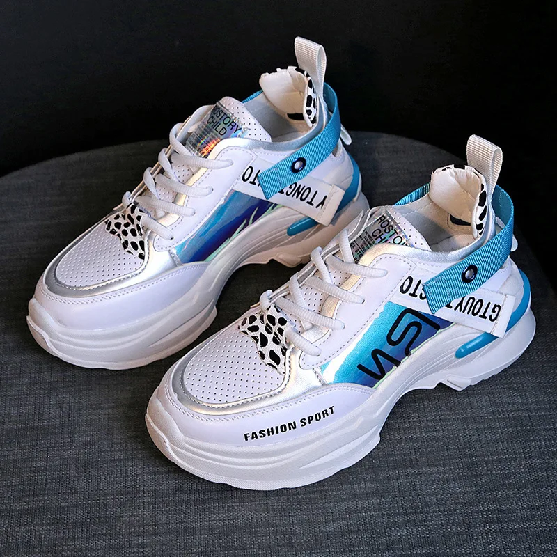 WFL/Женская обувь; Модные Повседневные кроссовки Wild; chaussure; женская обувь на толстой платформе; удобная обувь; сезон весна-осень - Цвет: Blue