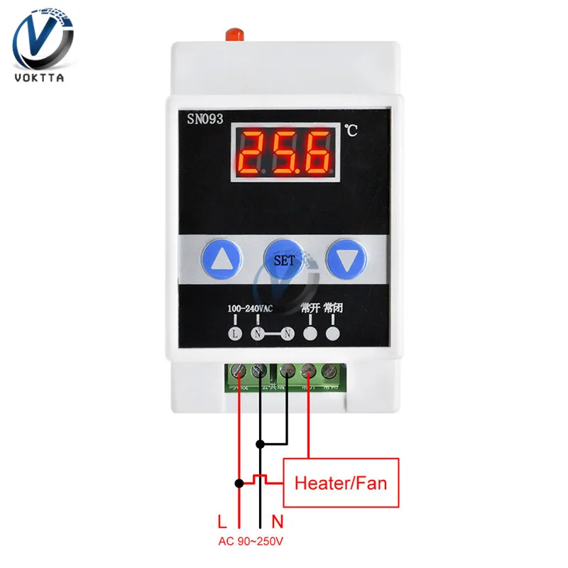 Переменный ток 110-250 В направляющая терморегулятор Красный дисплей термостат цифровой термостат холодильное Отопление регулятор температуры