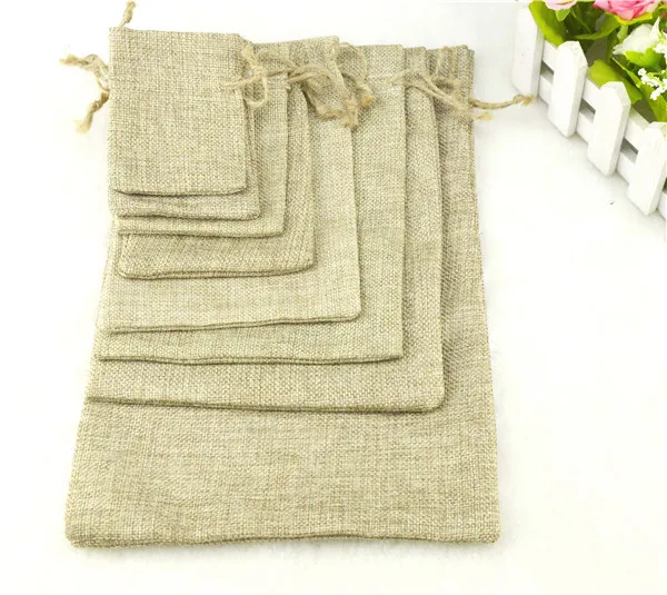 

2018 Newest 7 WX9 H cm Handmade Hessian Drawstring Packaging Burlap Wedding Party Christmas Gift Pouches Jute Bags
