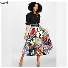 VAZN Летняя женская новая горячая распродажа модная уличная юбка в стиле хип-хоп с эластичным принтом длиной до щиколотки длинная Плиссированная юбка YW22