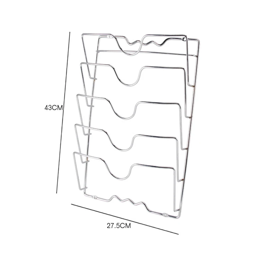 Кухня стеллаж для хранения противоударной защитой для просушки металла кастрюлю стеллаж для выставки товаров крышка отдыха стойка с держателем ложек Кухня инструмент 5 Слои 43*27,5*10,2 см