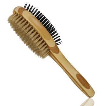 

Double Sided Pet Comb Pig Bristle Comb Cat Dog Clean Beauty Comb Bamboo Wooden Handle Depilation Comb Massage Brush