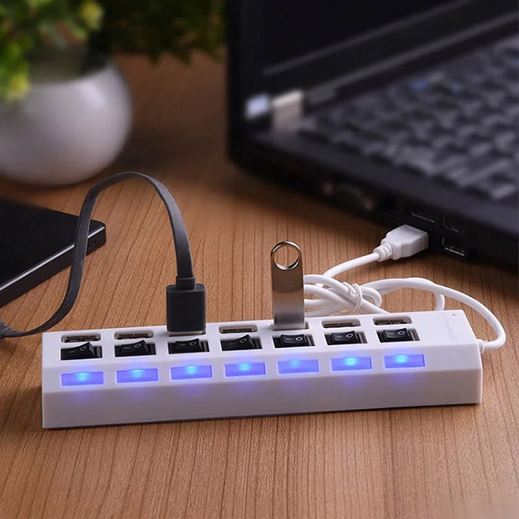 Мульти 7 портов высокоскоростной USB 2,0 480 Мбит/с USB зарядное устройство концентратор портативный зарядный разветвитель ПК с ноутбуком для компьютера переключатель USB S7C5