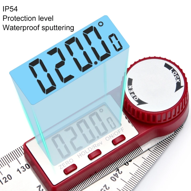 Digital Angle Meter Ruler Stainless Steel Metric Inch Protractor Angle Finder Scale Measuring Tools 0-200/300/500mm 360&deg;
