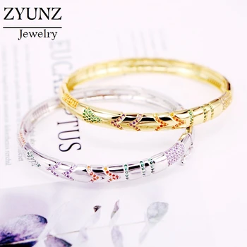 

4PCS, High Quality Fashion CZ Crystal Bangles for Women Wide Cuff Wrist Bangle Bracelets Charm Jewelry