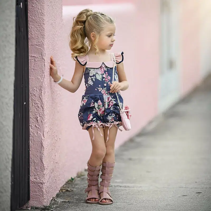 sleeveless floral ruffle romper baby girl jumpsuit one piece rompers toddler kids girl clothes