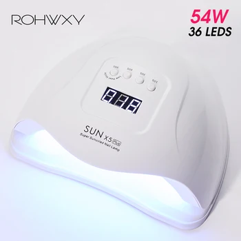 

ROHWXY 54W UV LED Lamp All For Manicure SUN X5 Plus Nail Dryer With 36 LEDs Gel Ice Lamp For Curing Nail Polish Nails Art Tools