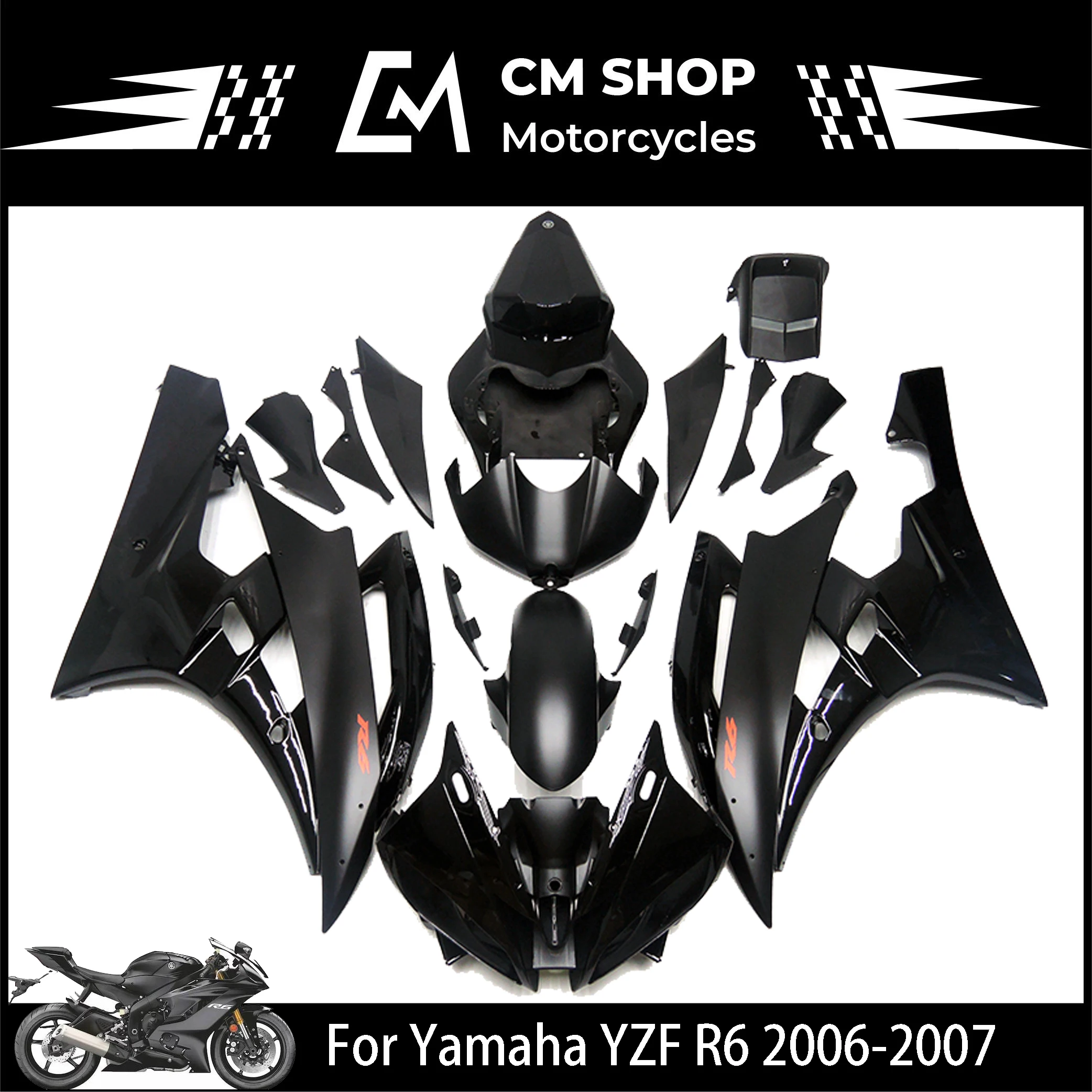 

Abs Fairing for Yamaha YZFR6 2006 YZFR6 Fairing 2006-2007 YZF600 R6 Fairing 2007 Black