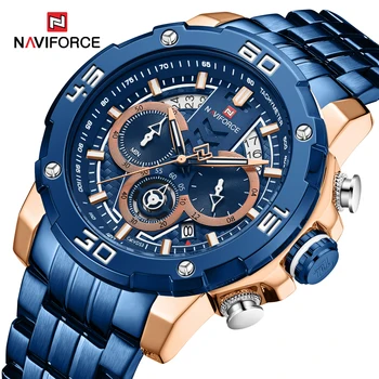 

Men's Watch For Blue Quartz Wristwatches Male Equipped Luminous Hands Complete Calendar Chronograph Multifunctional Watch NF9175