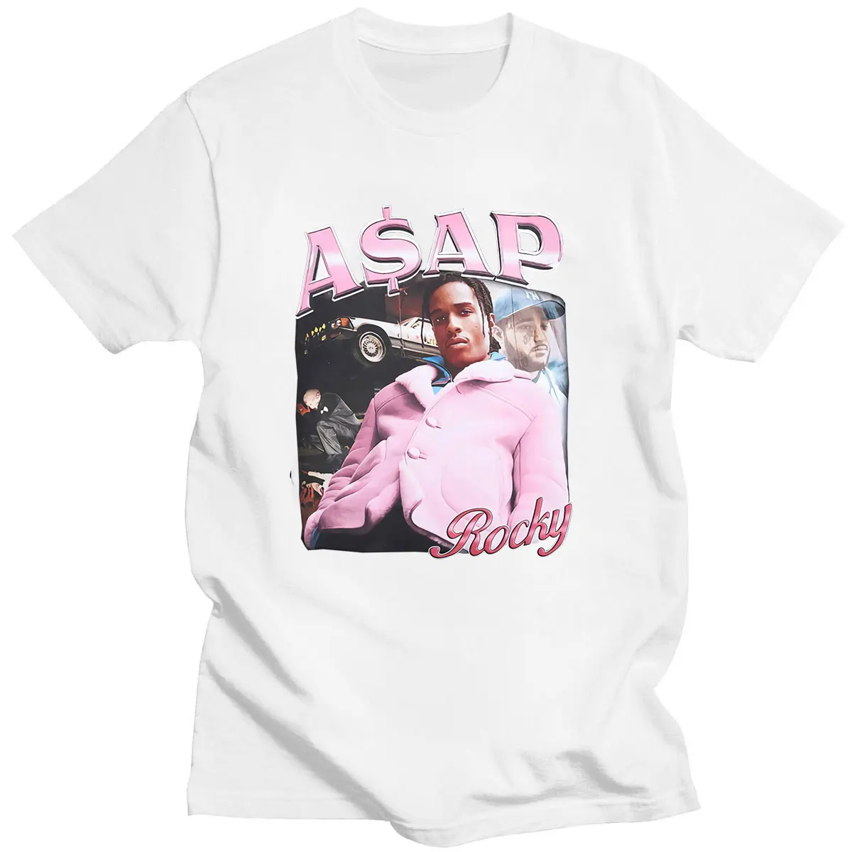 Hot Sale ASAP Rocky Portrait Graphic Aesthetics T-shirts Hip Hop Cotton Short Sleeve Loose Couple T-Shirt Casual Harajuku Tshirt