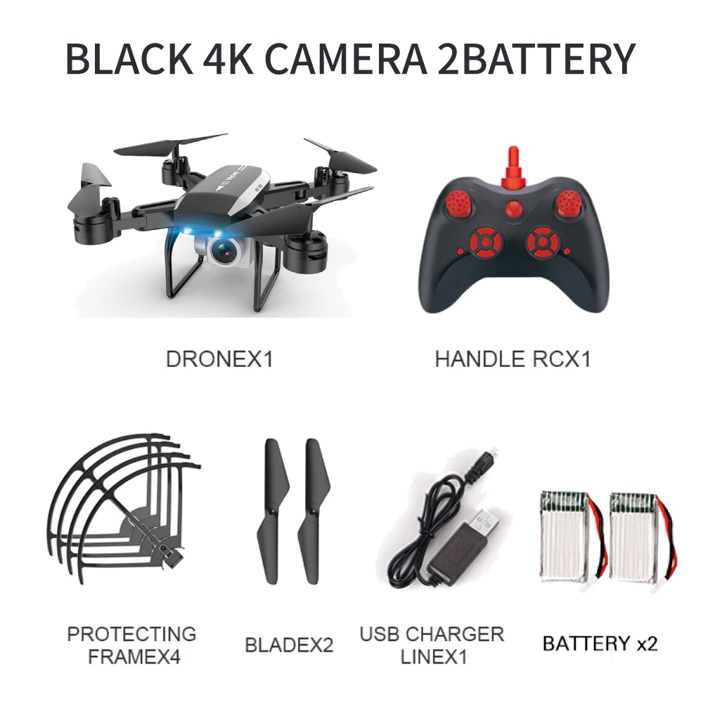 RC Квадрокоптер KY606D Дрон 4K HD камера wifi FPV высота холдинг складной селфи дроны Профессиональный длительный срок службы батареи - Цвет: black 4k camera 2B