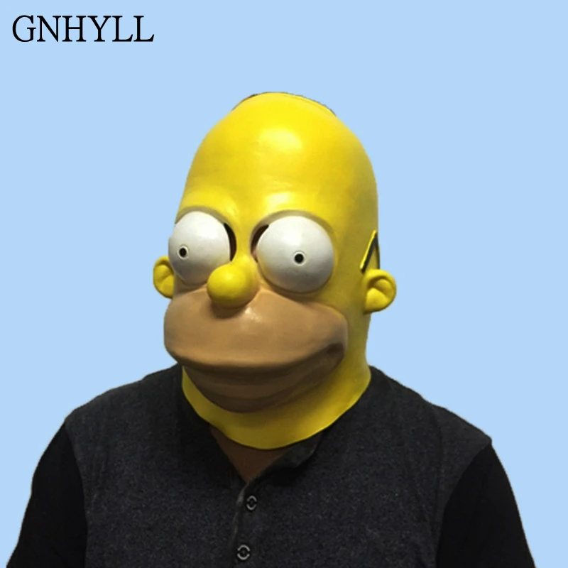 The Homer Симпсоны латексные Симпсоны косплей маска на Хеллоуин для косплея для мужчин Необычные вечерние Полное Лицо забавная Маска Для Взрослых Маска для карнавала