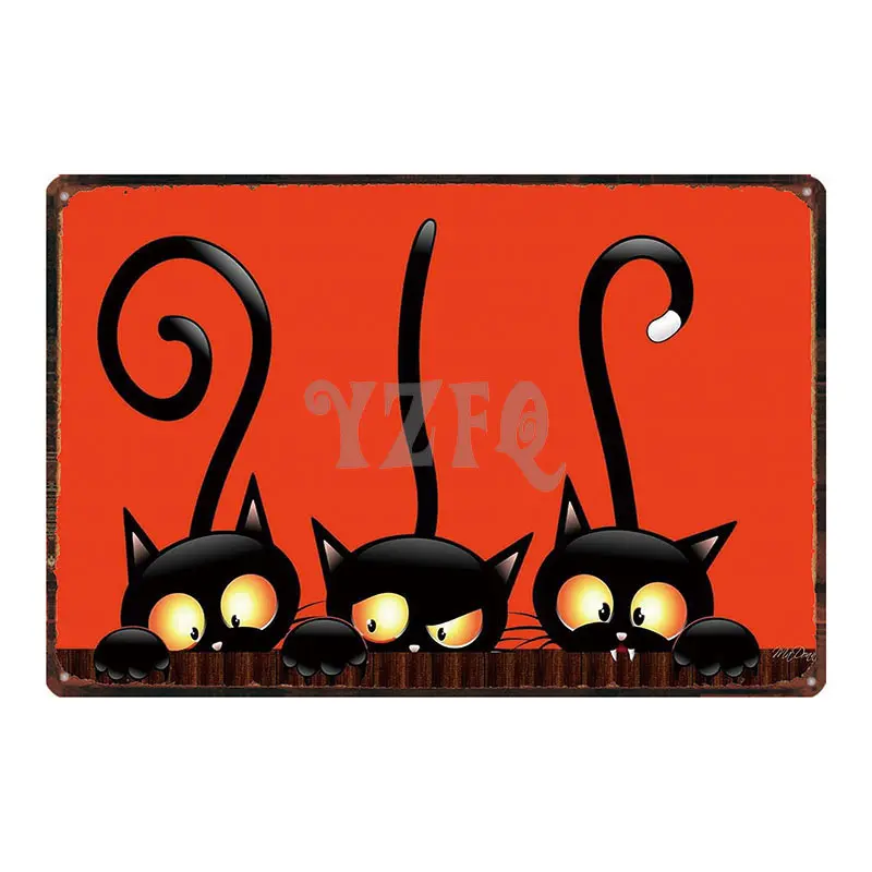 

Happy Halloween Pumpkin Vintage Tin Sign Metal Plate Cat Decorations For Home Wall Bar Art Party Decor 30X20CM DU-3148