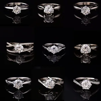 

925 Silver Excellent Cut Diamond D Color 1 ct Princess Sparkling Moissanite Ring 18K White Gold Plated Rings AU750 Stamp Jewelry