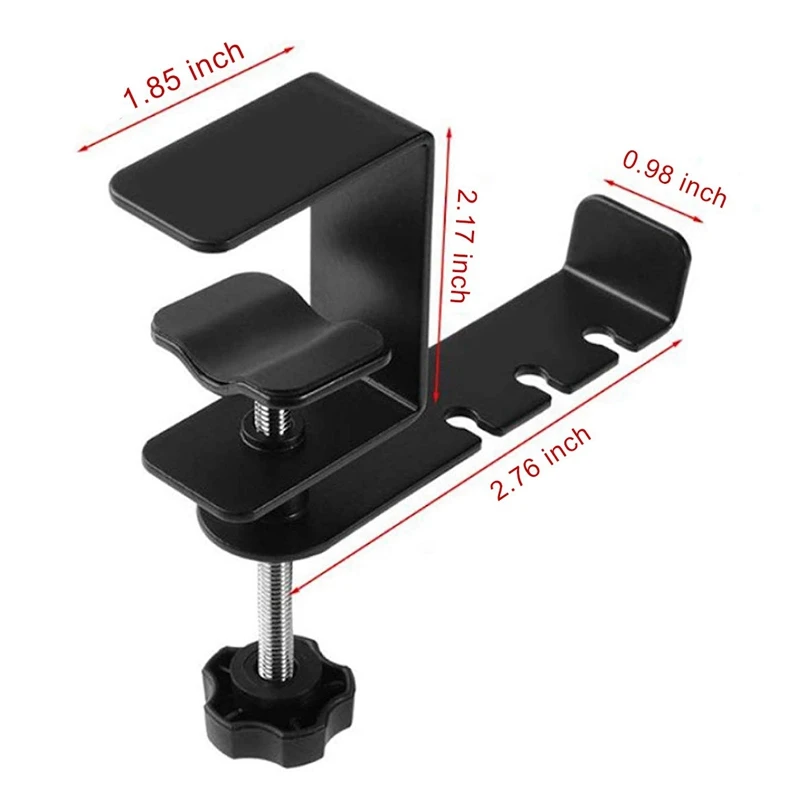 Headphone Hanger 360 Degree Rotation Universal Aluminum Headphone Adjustable Headset Stand Clamp Mount Desk Hook Holder Fits A