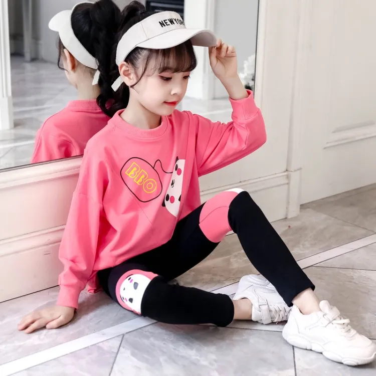 

Childrenswear Outgoing Girls Autumn Clothing Set 2019 New Style Children Korean-style Panda Two-Piece Set Western Style GIRL'S C