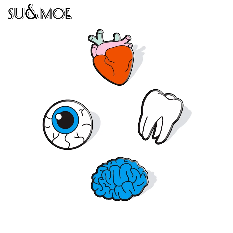 Орган сердце заколка персонализированный мультфильм мозг глаза брошь зуб