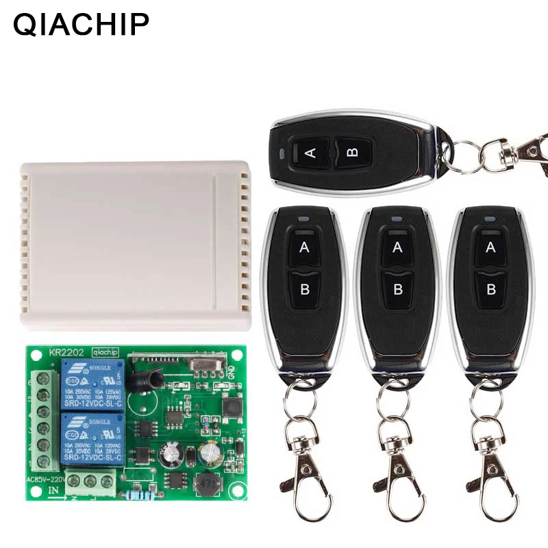 

QIACHIP 433Mhz Universal Wireless Remote Control Switch AC 250V 110V 220V Relay Receiver Module + 4PCS RF 433 Mhz Remote Control