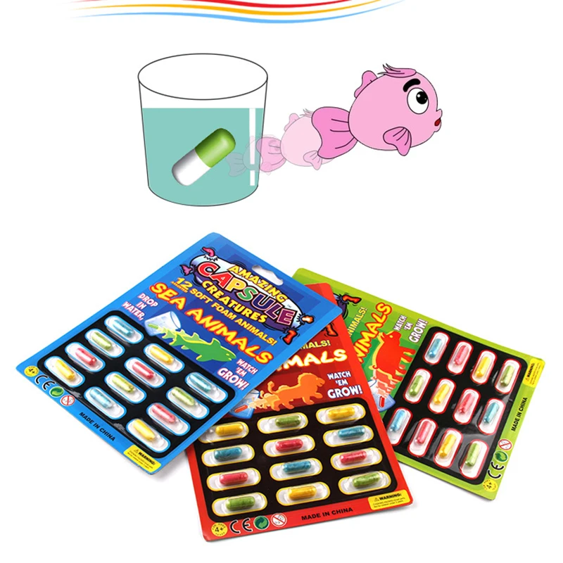 

Kids Toys 12Pcs Grow Water Absorption Larger Pill Various Inflatable Capsule Expansion Colorful Puzzle Creative Toy