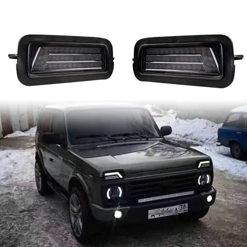

For Lada Niva 4x4 1995+ LED Daytime Running Lights with Running Turn Signal Light Lamp DRL