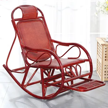 

15% Retro Natural Plant Rattan Rocking Chair Adult Lounge Chair Lunch Break Chair Back Lazy Leisure Balcony Home Siesta Chair