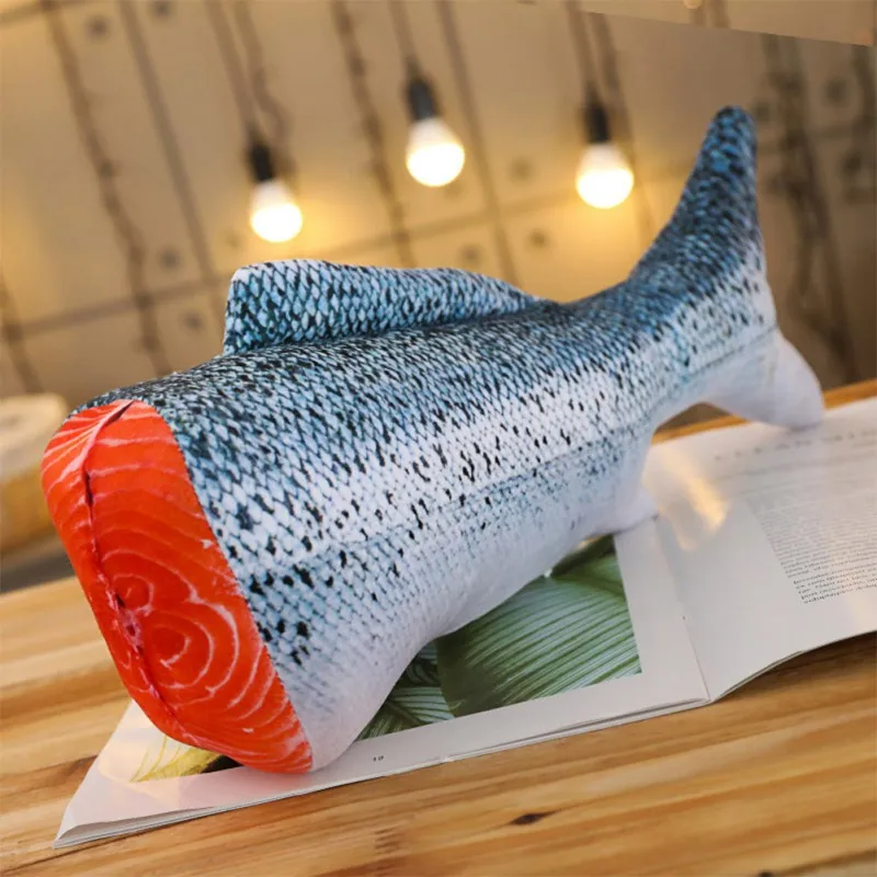 

Pet Cat Simulation Delicious Fish Plush Chew Toy For Cats Interactive Soft Playing Catch Scratch-resistant Toy With Catnip