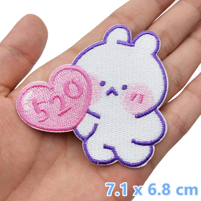 Cartoon Rabbit Embroidery Patches Self-adhesive For Clothing Handmade DIY Stickers Badge Backpack T-shirt Appliques