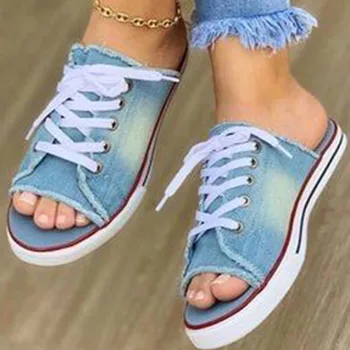 

Plus size 35-43 Women Sandals Female Shoes Woman Summer Comfortable Light Canvas Lace up Sandals Ladies Flat Women's Sandalias