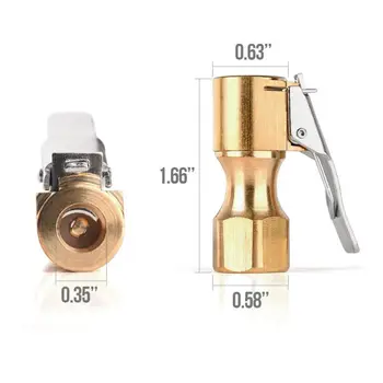 

Brass Clip Locks Onto The Valve Tire Inflator Open Flow Straight Lock-On Air Chuck With Clip