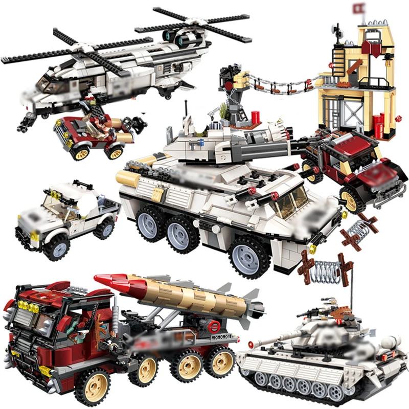

Military LegoING War Tank Panzer Building block Stack Chinook Helicopter Car Vehicle Weapon Force brick Toy for children gift