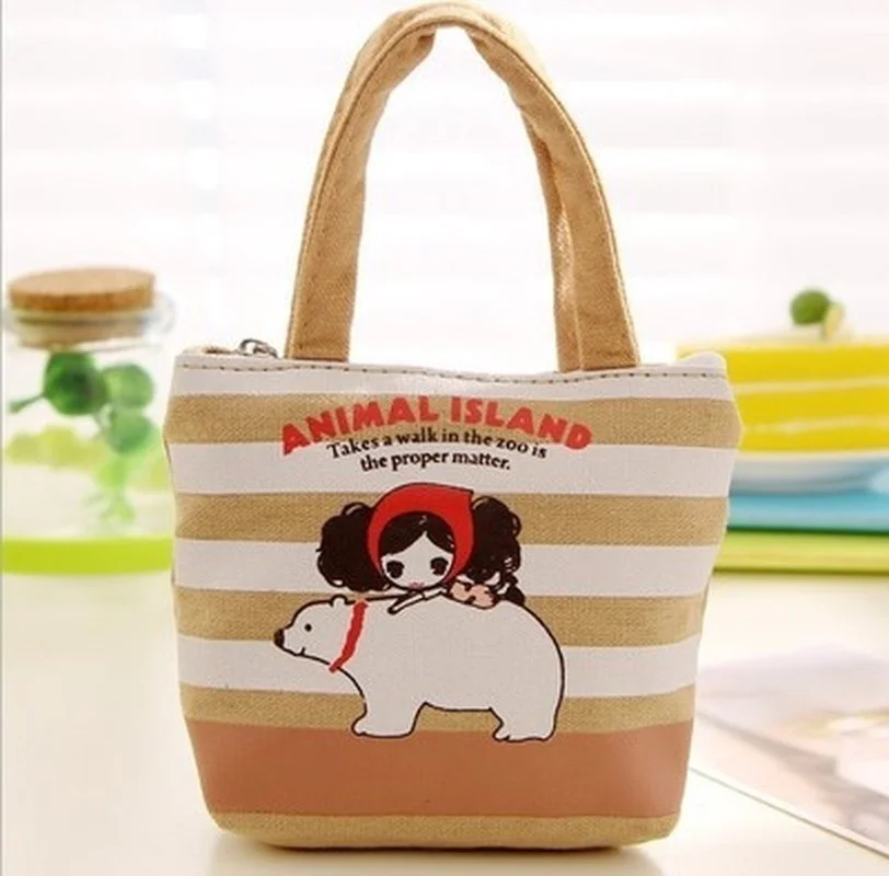1pc Canvas Purse Card Key Mini Purse Pouch Canvas Bag Small Zipper Coin Purse Card Holder Wallet Four Colors Available pochette