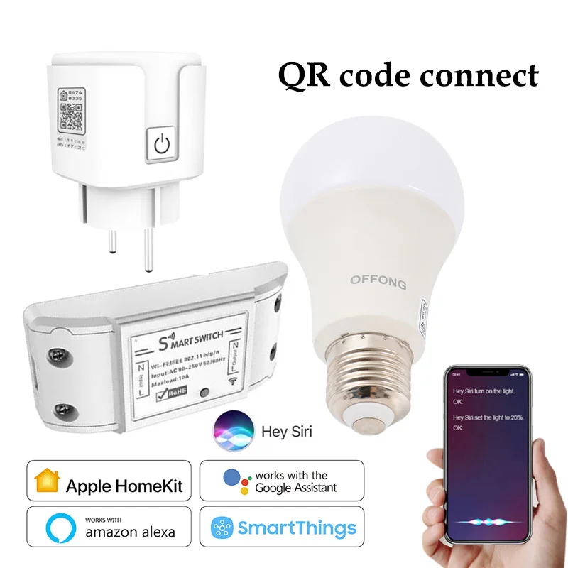 1-8pcs Smart light Switch Wifi 10A automation module smart plug socket work with Apple homekit Siri alexa google tuya life | Электроника
