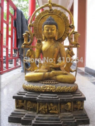 Бесплатная доставка 29 &quotогромный Тибетский буддистский храм бронзовая позолота