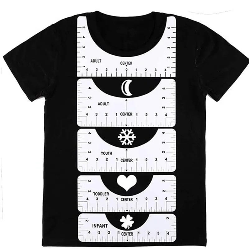 4Pcs/set T Shirt Ruler Guide for Applying and Sublimation Guide Cloth  Design T Shirt Measurement