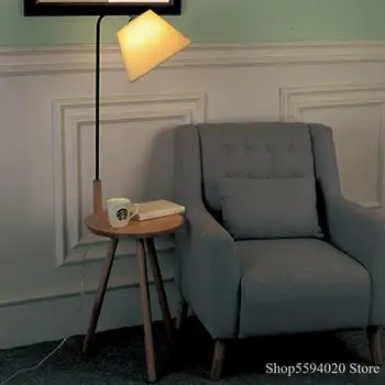 

Nordic wood floor lamp modern shelf floor lamp Japanese bedroom Desk vertical table lamp standing lamps for living room