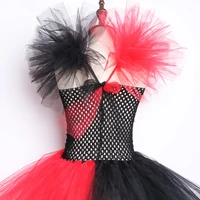 Costumes de reine rouge de cœur pour filles, déguisement de noël et d'halloween pour enfants, tenue de carnaval avec couronne dorée, baguette d'amour 5