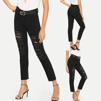 

Women Summer Pants 2019 new Stretch Jeans Female Mid Waist Stretch Slim Sexy Pencil Pants K107