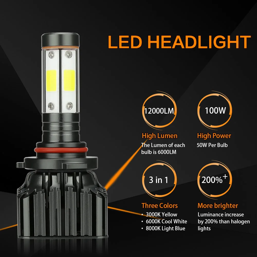 Светодиодная лампа Zdatt COB HB4 diode 9006 противотуманные фары 12 В 100 лм 3000 Вт