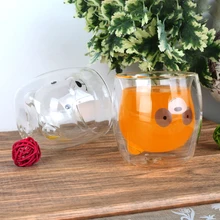 3D 2-х уровневые и рисунком милой панды медведь инновационные пива Стекло es термостойкие двойными стенками Кофе чашка утро стакан для молока стаканы для сока