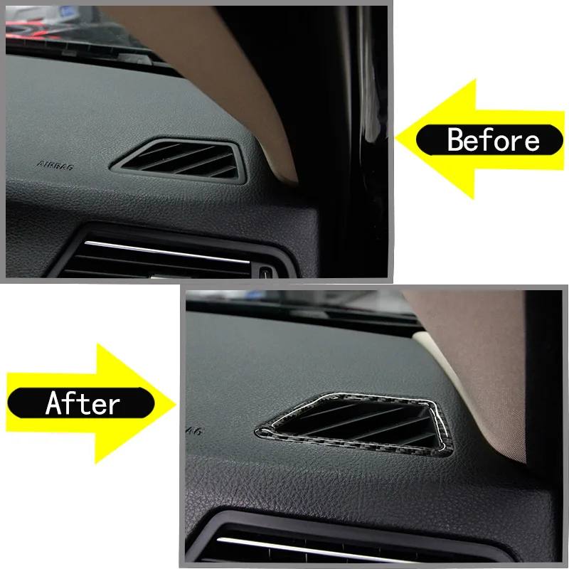 2 x Real Carbon Fiber Dashboard Air Conditioning Vent Frame Sticker For BMW 3 4 Series F30 F32 F33 F36 3013-2019 Left Hand Drive