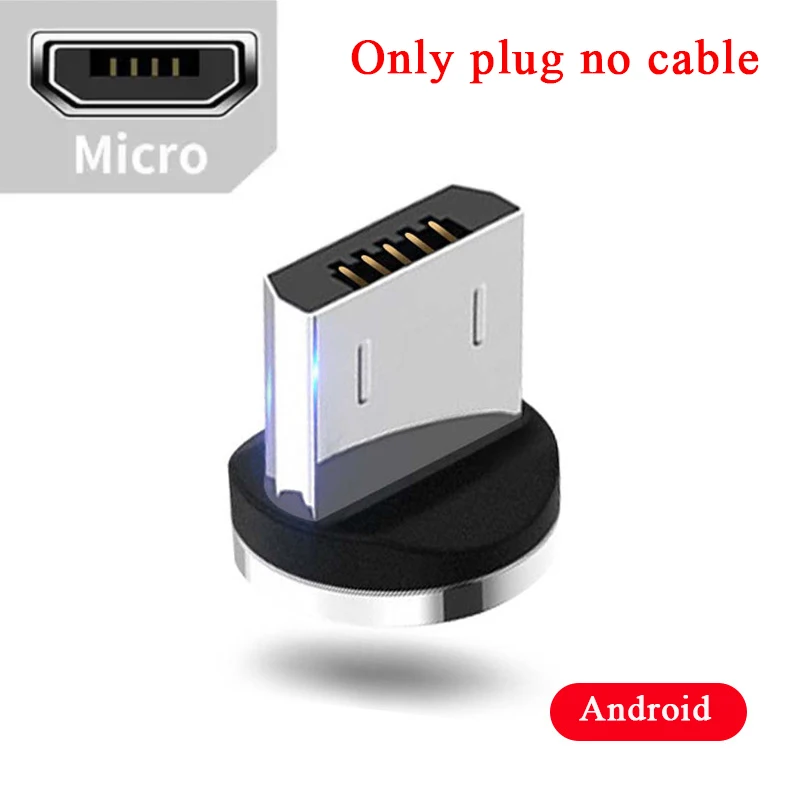 GEMT Magnetic USB Cable Fast Charging USB Type C Cable Magnet Charger Charge Micro USB Cable Mobile Phone Cable USB Cord - Color: Micro plug no cable