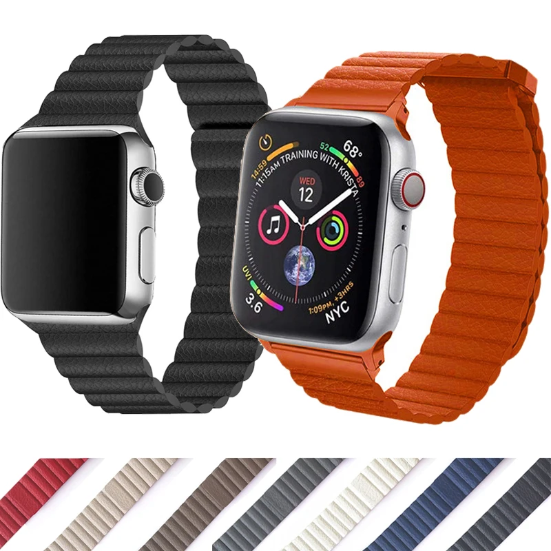 Leather loop Strap For apple watch band 44mm 40mm iwatch 5 4 bands 42mm 38mm Adjustable 1