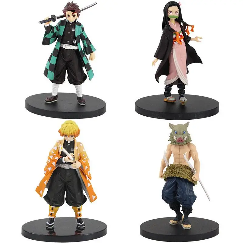 Devil's Blade Anime Figure Tanjirou Nezuko Zenitsu Inosuke Demon Slayer PVC Action Figure Collectible Model Toys Doll Decoration