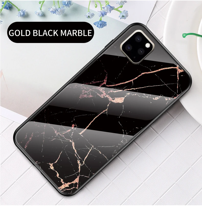 Мраморный чехол из закаленного стекла для iPhone 11 Pro Max, мягкая рамка из ТПУ, жесткое стекло, чехол для телефона для iPhone 11 XS Max XR X 8 7 6S