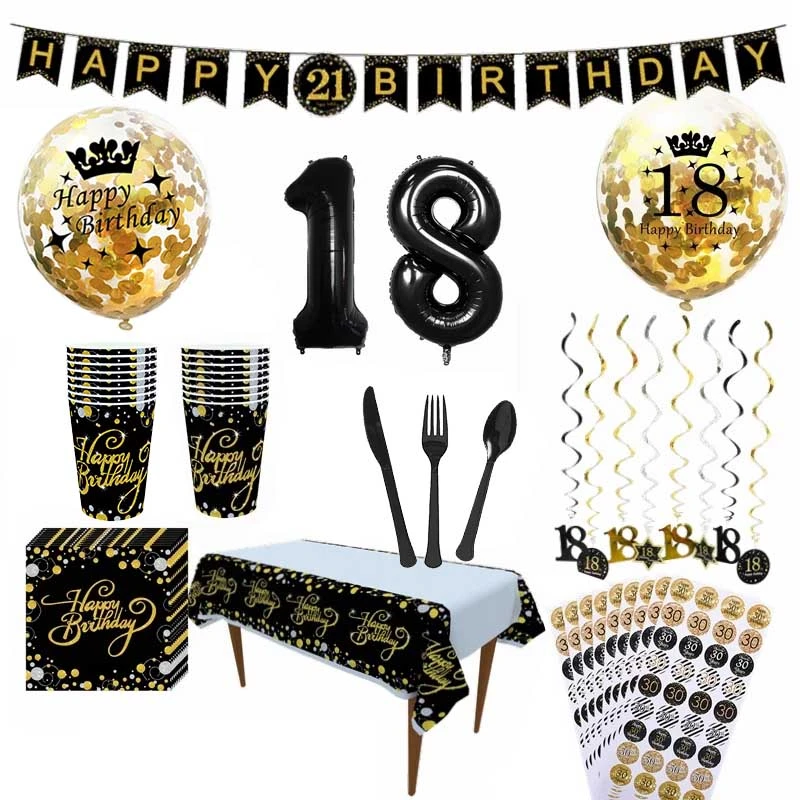 Ballons D Anniversaire Jetables 18 21 30 40 Bricolage Photomaton Gobelets Serviettes De Table Decoration De Fete D Anniversaire Pour Adultes Aliexpress