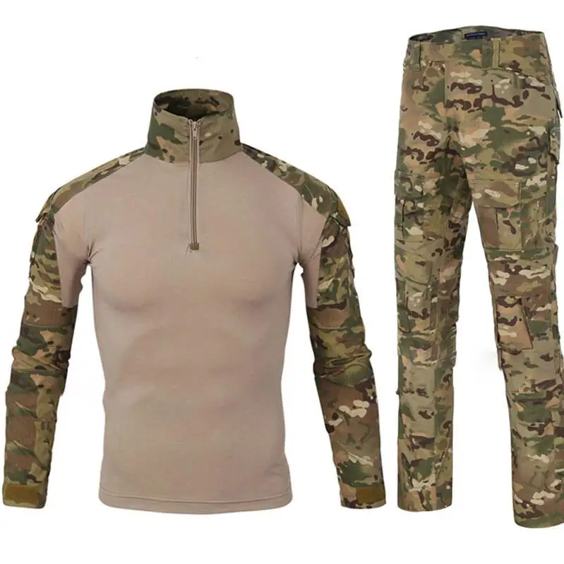 MC camouflage Тактическая камуфляжная военная форма, костюм для мужчин, армейская одежда США, рубашка в армейском стиле+ брюки карго наколенники - Цвет: MC camouflage