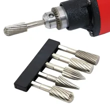 Broyeur électrique, 5 pièces, limes rotatives HSS pour métal doux, plastique, bois, pour le travail des métaux, le polissage, 1/4"