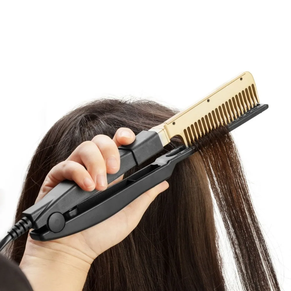 Hair Straightener Hot Heating Flat Irons Wet Dry Use Brush Comb Hair Straight Styler Corrugation Curling Iron Hair Curler Comb (10)