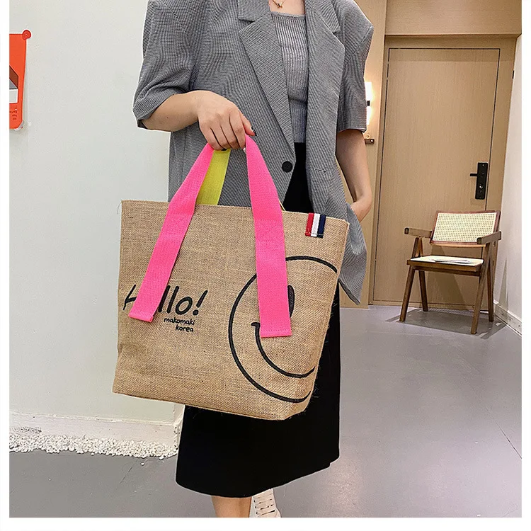 women's bags near me Luxury Designer Handbags For Woman Cute Cotton and Linen Printed Casual Shopping Bag Large Capacity Tote Bag Purses 2022 Sac tote bag	